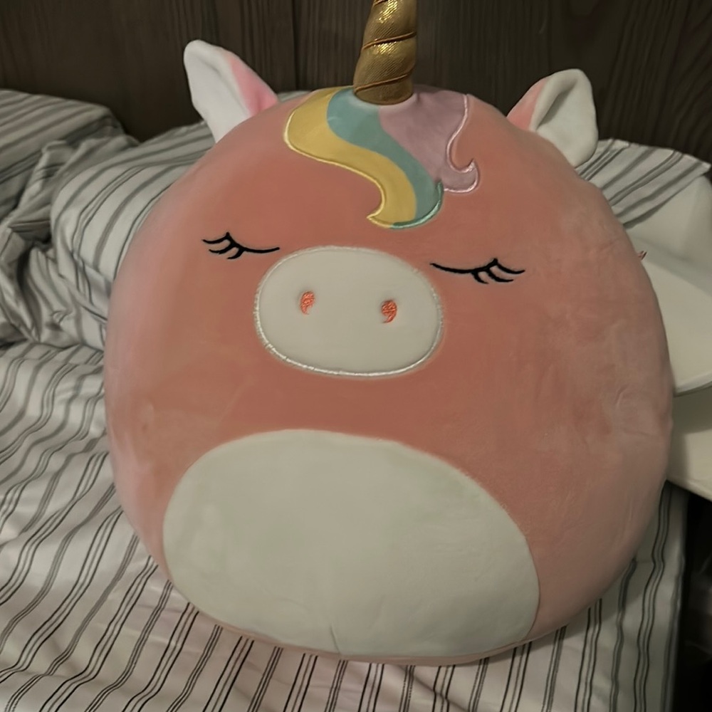 Squishmallows Pink and Gold Unicorn Accent Pillow